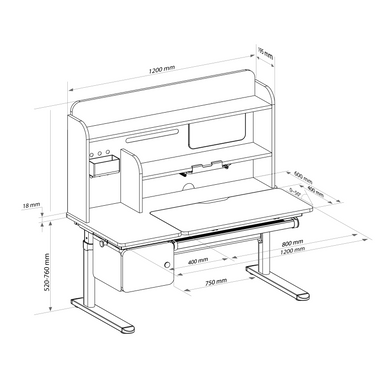 Парта для школяра Cubby Toru Grey